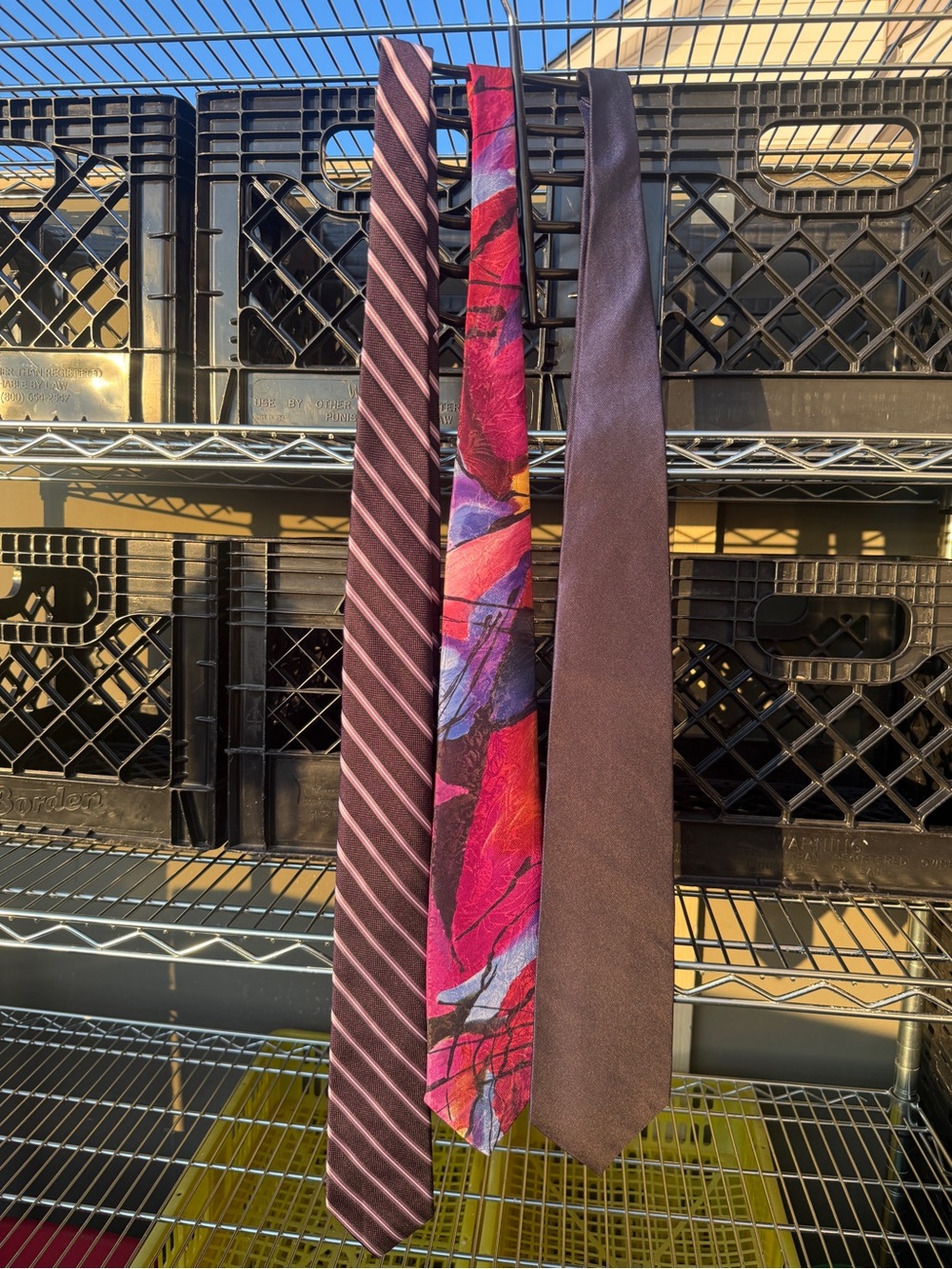Men’s Tie Bundle 3 Floral Abstract Stripe Solid Brown Purple Dress Neckties
